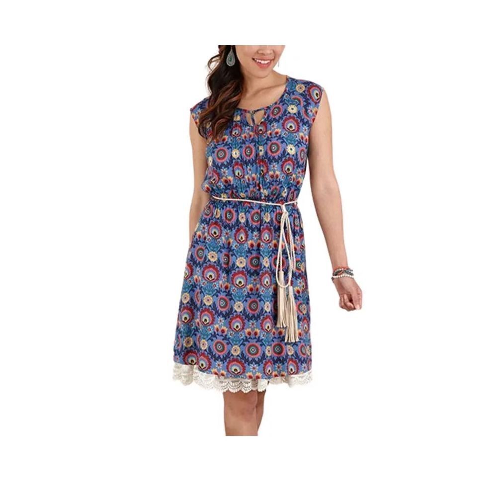 Matilda Jane Splendid Dress Blue Floral Belted Above Knee Women M